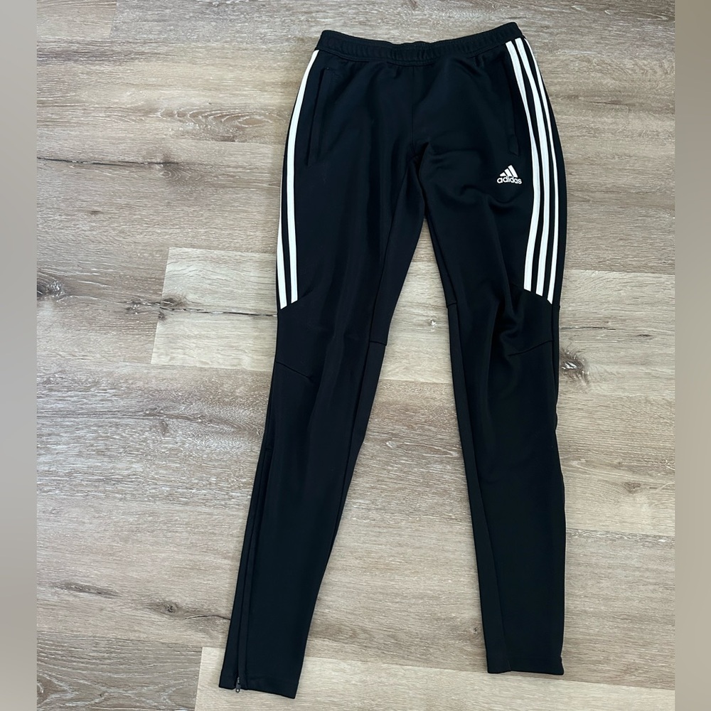 Adidas Black Joggers with White Stripes